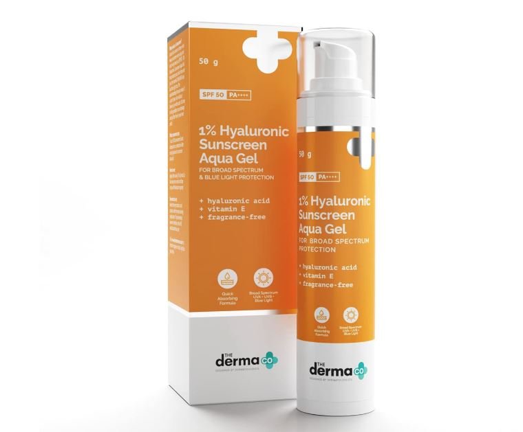 The Derma Co Sunscreen Review - 1% Hyaluronic Sunscreen Aqua Gel - Just A Library